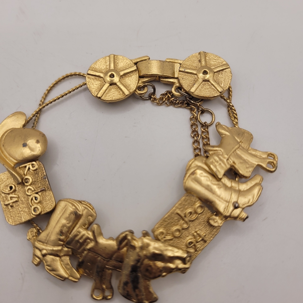 Gold Rodeo Charm Bracelet